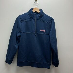 Vineyard Vines Shep Shirt Navy Blue Quarter Zip Sweatshirt Girls Large Classic